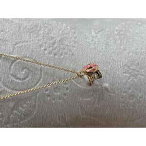 Kate spade Gold Tone Necklace with Coffee Cup and Pink Donut Charms